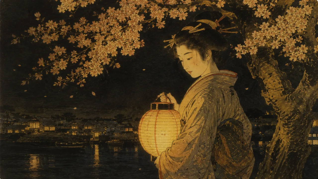 葛 飾 応 為『夜 桜 美 人 図』 ─ 北 斎 の 娘 が 描 い た 闇 の 光 の表紙イラスト