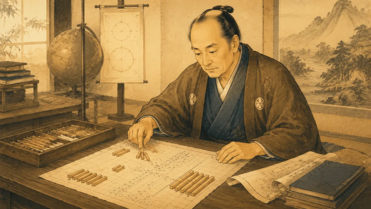 関 孝 和『発 微 算 法』(中2 編) ─ 江 戸 の 数 学 者 が 解 い た 連 立 方 程 式 の表紙イラスト