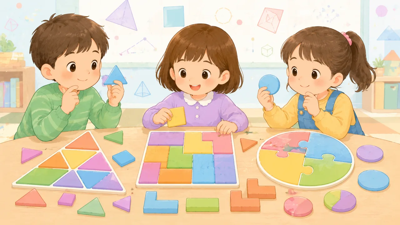 図 形 パ ズ ル の 楽 し み ─ タ ン グ ラ ム と 江 戸 の 知 恵 の表紙イラスト