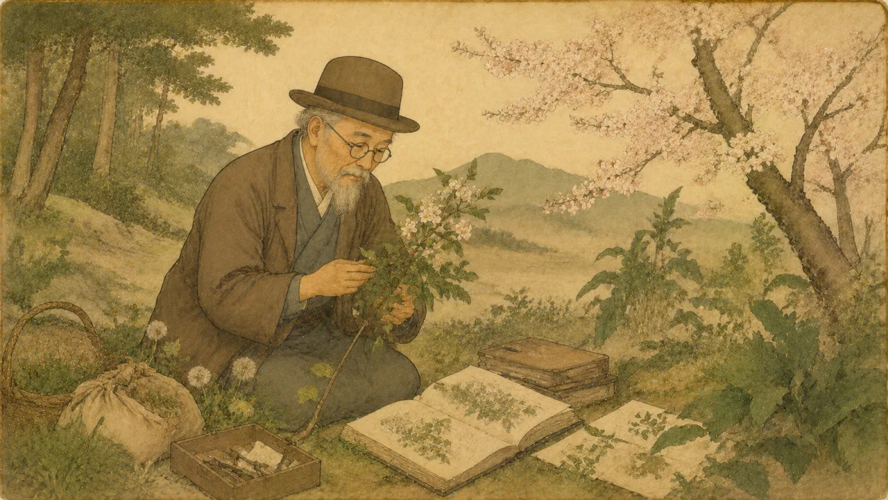 牧 野 富 太 郎 ─ 日 本 植 物 学 の 父 (生 物 学 編) の表紙イラスト